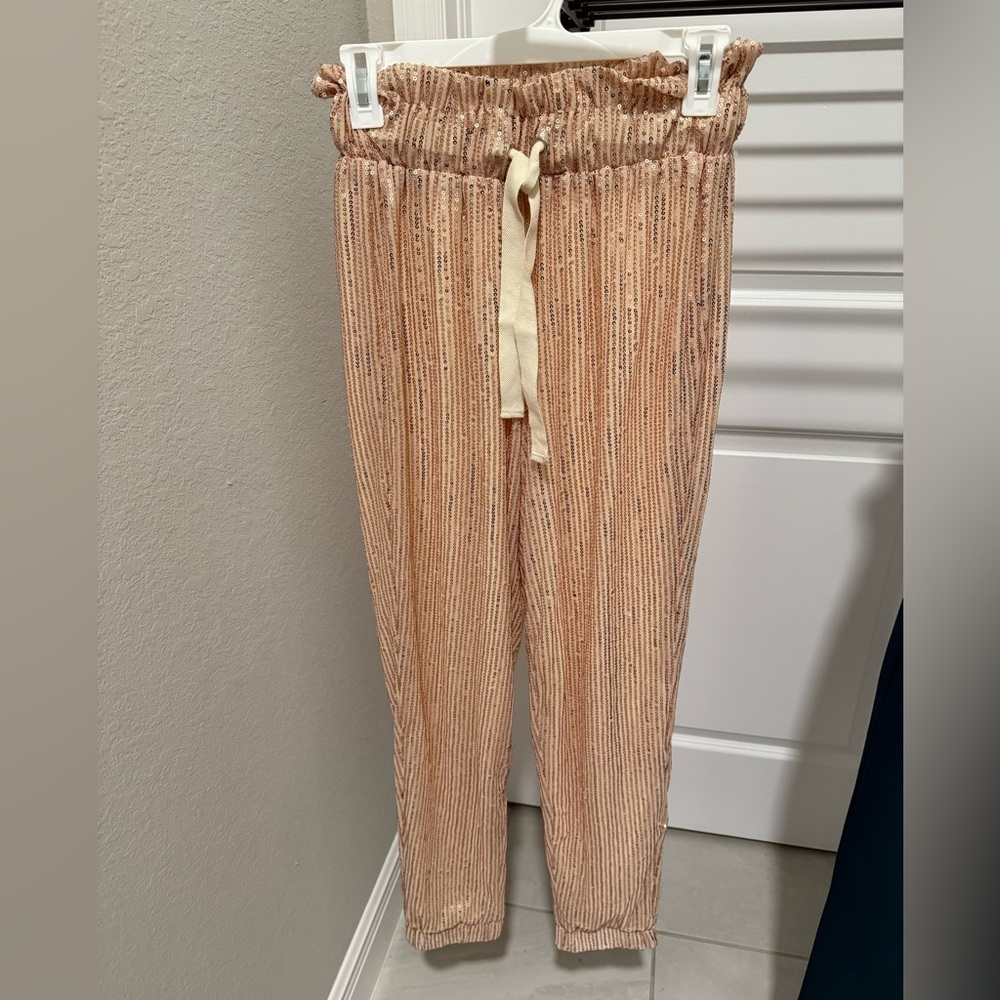 Elegant Cream Sequin Pants